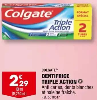 COLGATE DENTIFRICE TRIPLE ACTION