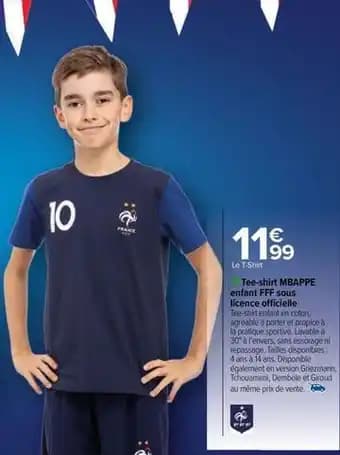 Fff - tee-shirt mbappe enfant sous licence officielle