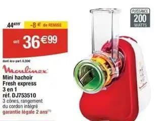 Moulinex - mini hachoir fresh express 3 en 1dj753510
