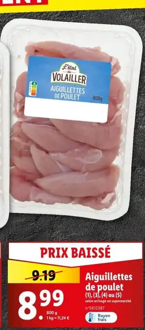 L'étal du Volailler Aiguillettes de poulet