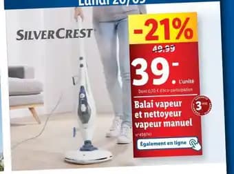 SILVER CREST Balai vapeur et nettoyeur vapeur manuel