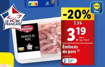 L'étal du Boucher Émincés de porc
