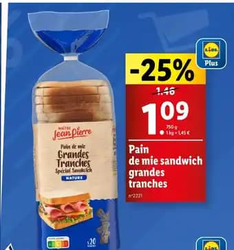 MAITRE JEAN-PIERRE Pain de mie sandwich grandes tranches