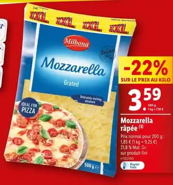 Milbona Mozzarella râpée