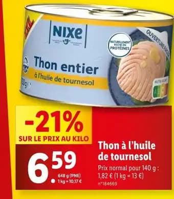 NIXE Thon à l’huile de tournesol