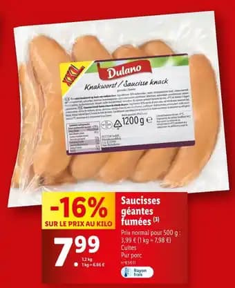 Dulano Saucisses géantes fumées