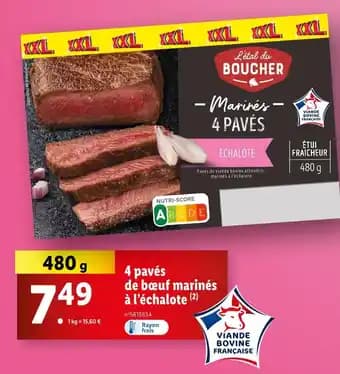 L'étal du Boucher 4 pavés de bœuf marinés à l’échalote
