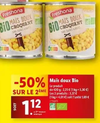 Freshona - maïs doux bio