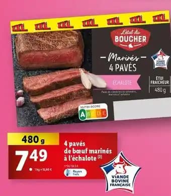 4 paves de boeuf marines a l'echalote