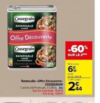 Ratatouille Offre Découverte CASSEGRAIN