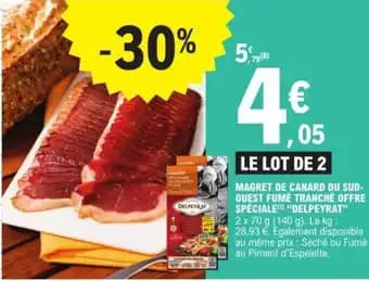 MAGRET DE CANARD DU SUD- QUEST FUMÉ TRANCHÉ OFFRE SPÉCIALE (¹) "DELPEYRAT"