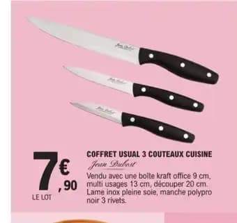COFFRET USUAL 3 COUTEAUX CUISINE