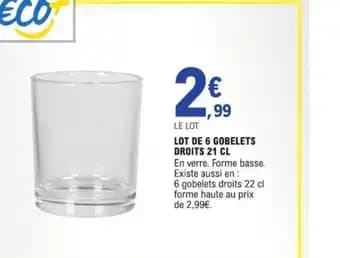 LOT DE 6 GOBELETS DROITS 21 CL