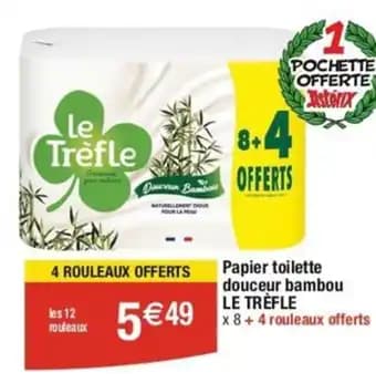 Papier toilette douceur bambou les 12 rouleaux LE TREFLE