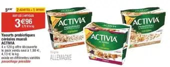 Yaourts probiotiques céréales muesli ACTIVIA