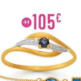 bague saphir, taille 54, or jaune et rhodié 1,12 g