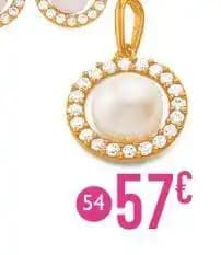 pendentif perle de culture et oxydes de zirconium, or jaune 0,46 g