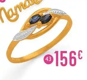 bague saphirs, taille 54, or jaune et rhodié 1,71 g