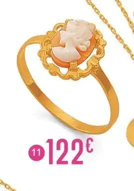 Bague camée, taille 54, or jaune 1,23 g