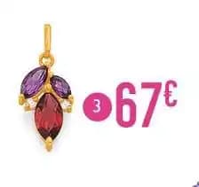 pendentif grenat, améthystes et oxydes de zirconium, or jaune 0,40 g