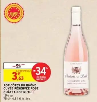 Château de ruth - aop côtes du rhône cuvée réservée rosé