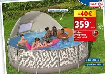 Piscine avec pompe et pare-soleil