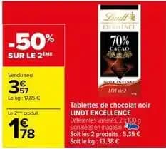 Lindt - tablettes de chocolat noir excellence