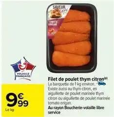 Filet de poulet thym citron