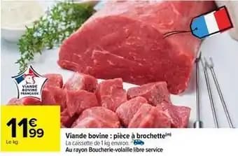 Viande bovine: pièce à brochette
