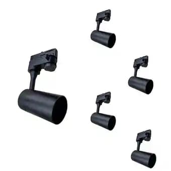 Spot LED sur rail 80° Triphasé NOIR pour ampoule GU10 (Pack de 5) - SILAMP