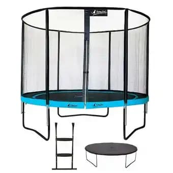 Trampoline de jardin rond 305 cm + filet de sécurité + échelle + bâche de protec