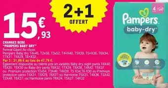 CHANGES BEBE "PAMPERS BABY DRY"
