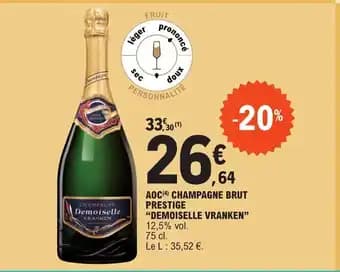AOC (4) CHAMPAGNE BRUT PRESTIGE "DEMOISELLE VRANKEN" 12,5% vol.
