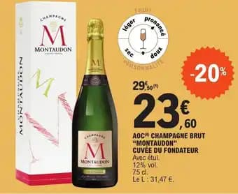 AOC(4) CHAMPAGNE BRUT "MONTAUDON" CUVÉE DU FONDATEUR Avec étui.