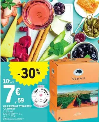 VIN D'ESPAGNE SYRAH ROSÉ "JL PARSAT"