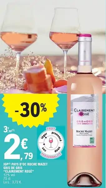 IGP(5) PAYS D'OC ROCHE MAZET GRIS DE GRIS "CLAIREMENT ROSÉ"