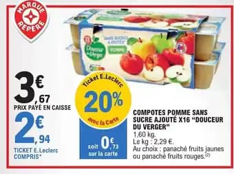 COMPOTES POMME SANS SUCRE AJOUTÉ X16 "DOUCEUR DU VERGER"