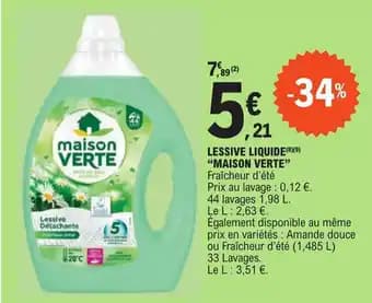 LESSIVE LIQUIDE (8)(9) "MAISON VERTE❞