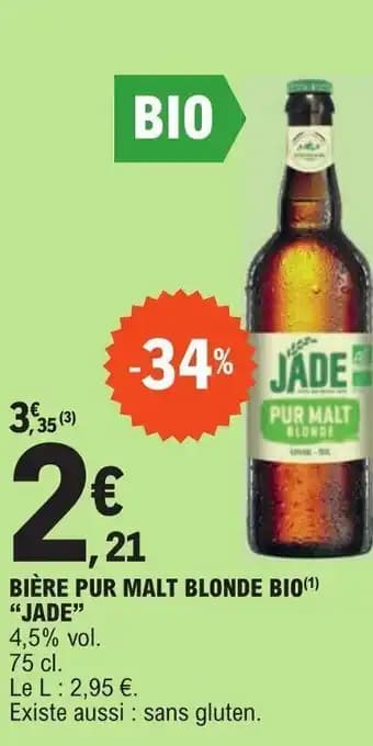 BIÈRE PUR MALT BLONDE BIO(1) "JADE"