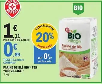 FARINE DE BLÉ BIO(¹) T65 "BIO VILLAGE "