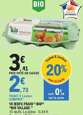 10 CEUFS FRAIS (1) BIO(5) "BIO VILLAGE "