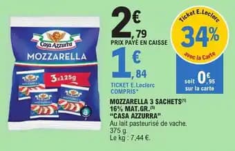 MOZZARELLA 3 SACHETS (1) 16% MAT.GR.(5) "CASA AZZURRA"