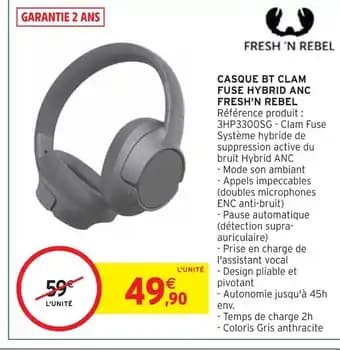 FRESH'N REBEL CASQUE BT CLAM FUSE HYBRID ANC