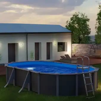 Piscine ovale acier 5,27m x 3,27m x H: 1,22m - Gris anthracite