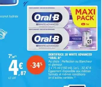 DENTIFRICE 3D WHITE ADVANCED "ORAL-B"