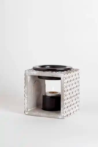 Brûle-parfum Bien-être céramique et pierre L.10 x l.10 x H.10 cm