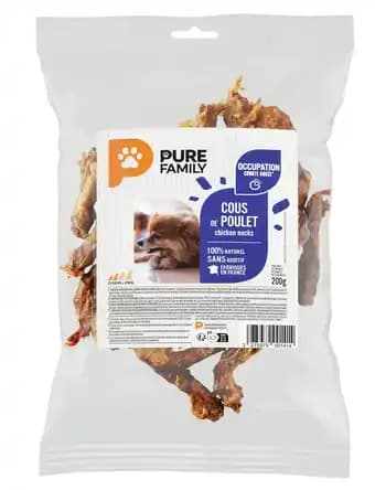 Friandise pour chien Cous de poulet sachet de 200g - Pure Family