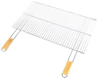 Grille simple 67 x 40 cm acier chromé manche bambou