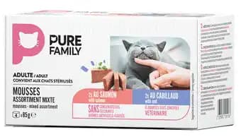 Assortiment mixte mousse Saumon & Cabillaud 4 x 85g - PURE FAMILY