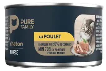 Mousse Chaton au poulet 85 g - PURE FAMILY
